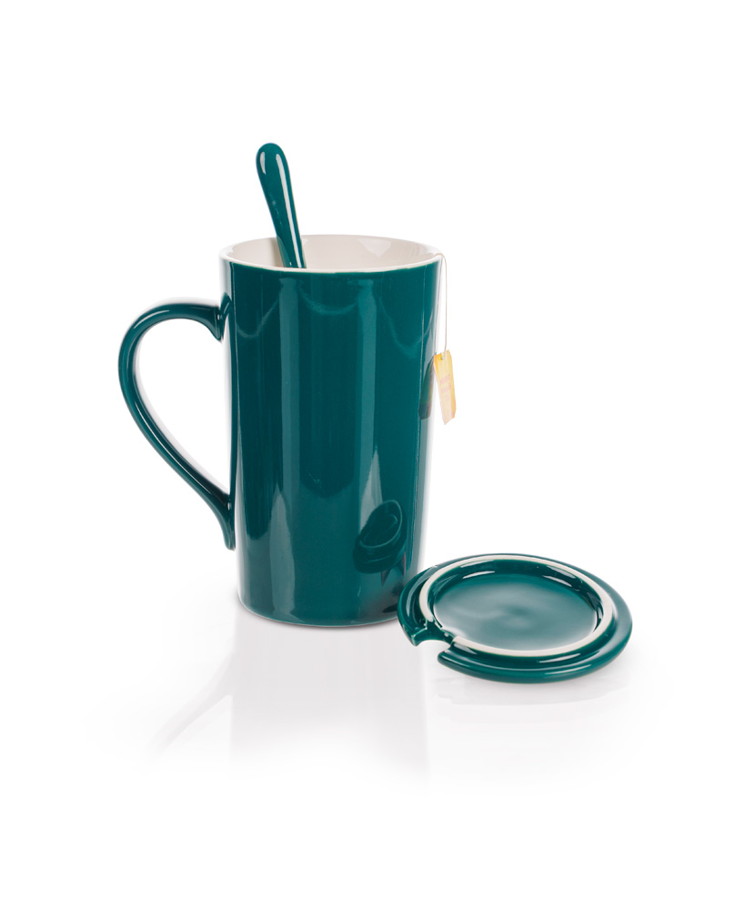 Primary image St. Jude Emerald Ceramic Mug with Lid and Spoon
